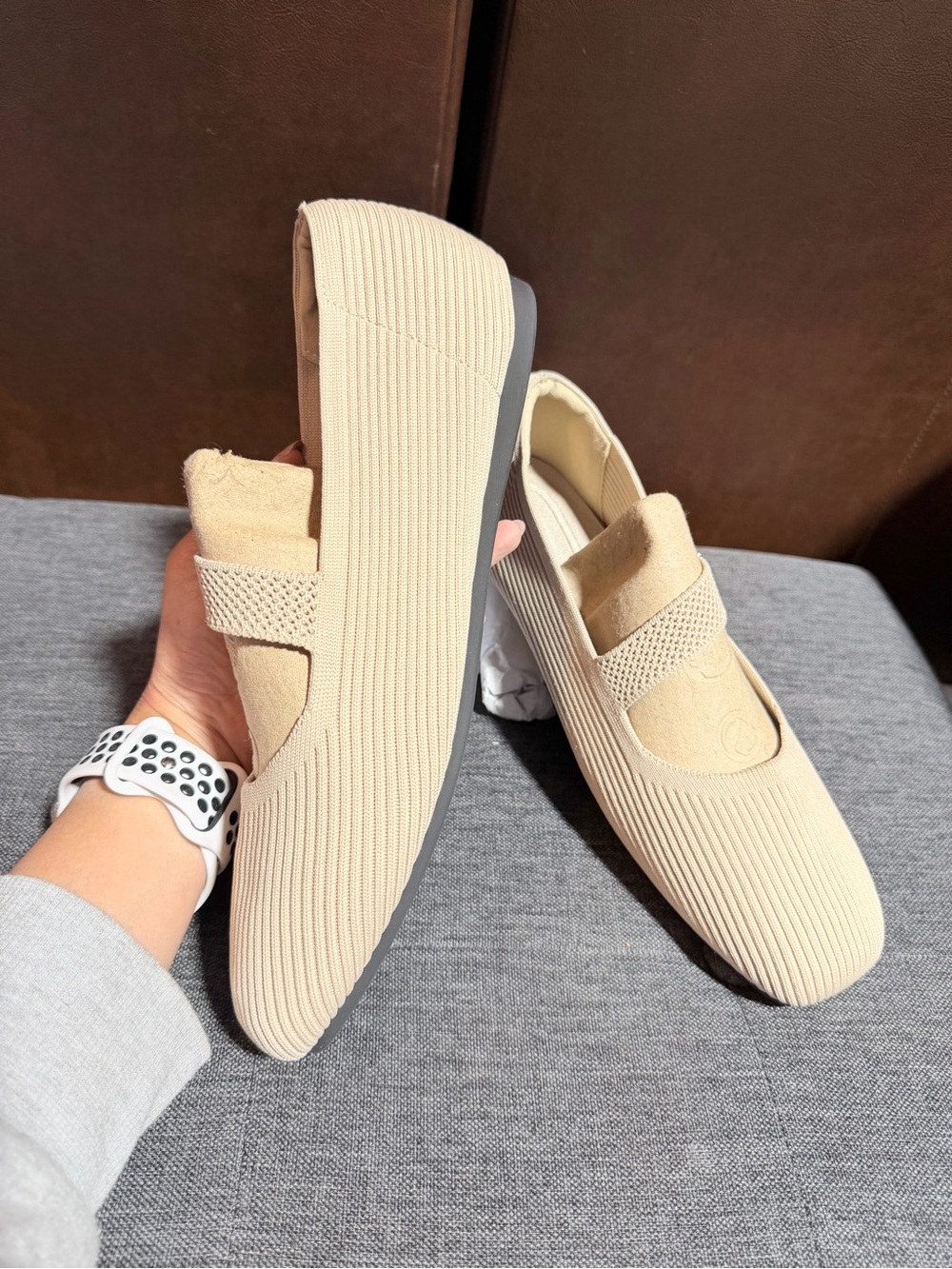 Comfortive Women's Beige Mary Jane Flats with Decorative Buckle - Picture 8 of 9